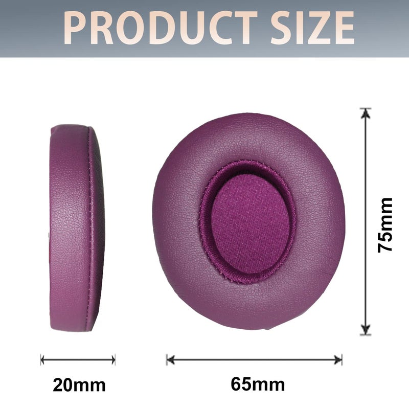 Adhiper Solo3 Earpads Replacement, Ear Pads Cushions Compatible with Beats Solo 2 & Solo 3 Wireless On-Ear Headphones, Solo2 Solo3 Earpads with Soft Memory Foam & Protein Leather(Dark Purple) - Image 4